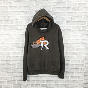 REVES Paris 16oz Heavy weight Hoodie sweatshirt burning car patch sz Large